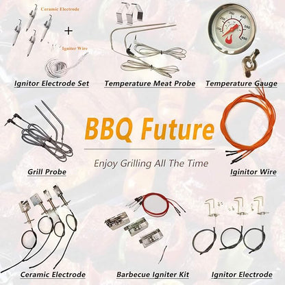 BBQ Future Stainless Steel Heat Plate Flame Tamer with 24pcs Ceramic Briquettes Compatible Alfresco ALX2-30, ALX2-42, ALX2-56 Series Gas Grills