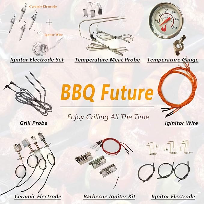 Burner Tube & Igniter Replacement Kit for Nexgrill 720-0888, 720-0888N, 720-0830D and More, Grill Replacement Parts for Home Depot Nexgrill 720-0830H, Stainless Steel BBQ Grill Repair Kit, 5 Pack