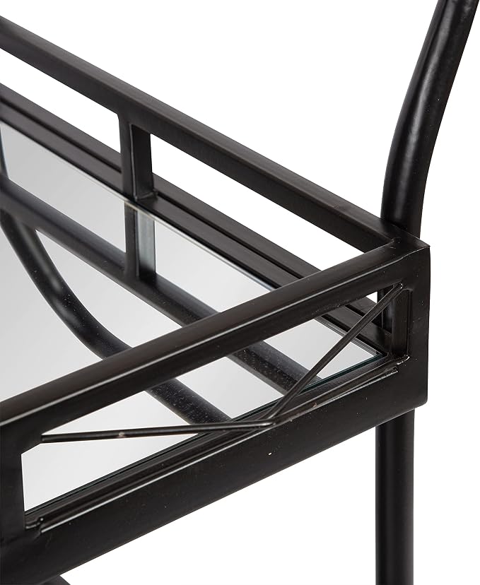 Kate and Laurel Ketia Modern Metal Bar Cart; 23 x 13 x 34; Black; Glamorous Three Tier Bar Cart for Display and Storage