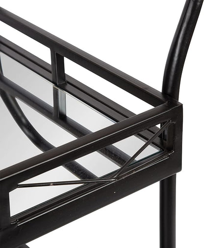 Kate and Laurel Ketia Modern Metal Bar Cart; 23 x 13 x 34; Black; Glamorous Three Tier Bar Cart for Display and Storage