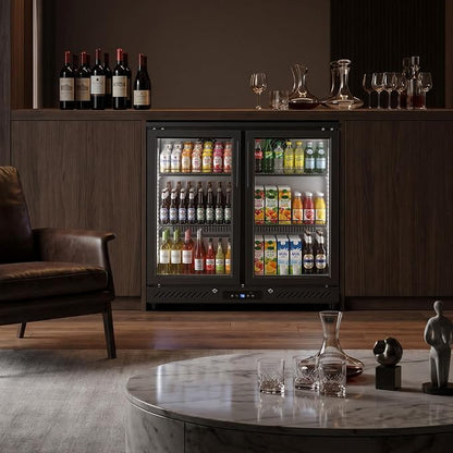 Electactic 6.5 Cu.Ft Wine & Beverage Refrigerator, Double Glass Door Beverage Cooler, Built-in & Freestanding Drink Fridge with LED Light, for Bar, Kitchen, Office