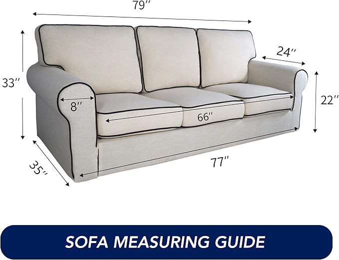 PureFit Stretch Couch Covers for Sofa Large Sofa Slipcovers Natural | 1-Piece Sofa Cover Washable Soft Couch Protector, Couch Slipcover with Non Skid Foam and Elastic Bottom for Kids, Dogs