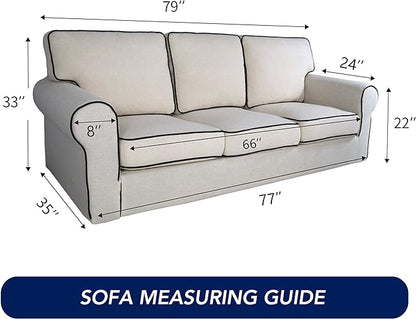 PureFit Stretch Couch Covers for Sofa Large Sofa Slipcovers Cyan | 1-Piece Sofa Cover Washable Soft Couch Protector, Couch Slipcover with Non Skid Foam and Elastic Bottom for Kids, Dogs