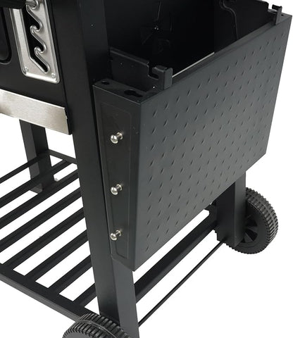 Grill Boss 24 Inch Charcoal BBQ Grill with Side Shelves, Built-In Thermometer, Black