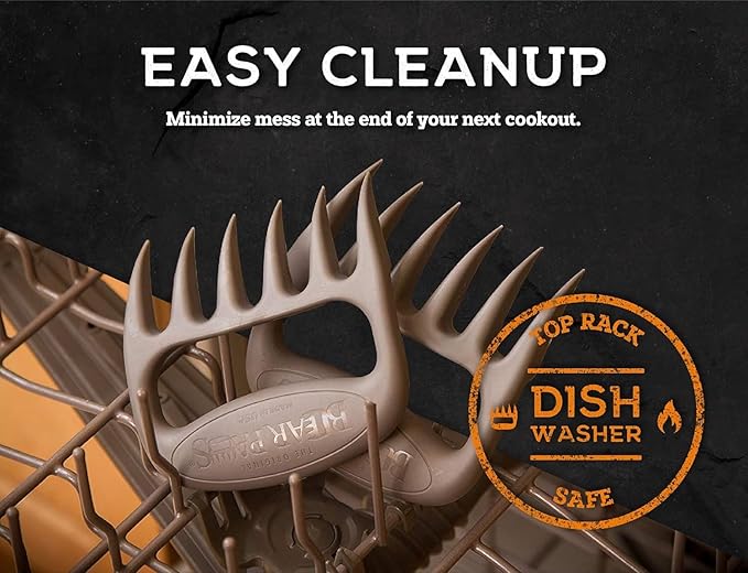 Bear Paws Meat Claws - The Original BBQ Meat Shredder Claws for Pulled Pork, USA Made - Easily Lift, Shred, Pull and Serve Pork, Chicken, Brisket and Turkey - Valentine’s Day Gifts for Men (Gray)