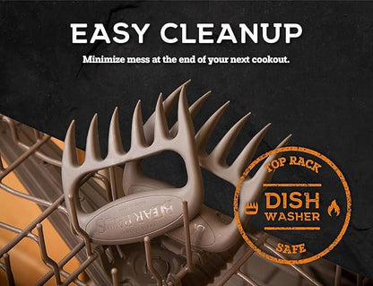 Bear Paws Meat Claws - The Original BBQ Meat Shredder Claws for Pulled Pork, USA Made - Easily Lift, Shred, Pull and Serve Pork, Chicken, Brisket and Turkey - Valentine’s Day Gifts for Men (Gray)