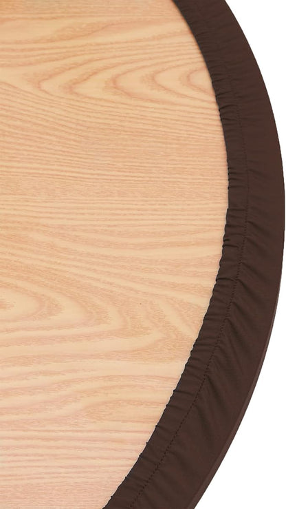 NEWISHER Round Stretch Spandex Fitted Table Cover Brown 48 inch Tablecloth | Fitted Tablecloth, Spandex Stretch Table Cloth, Elastic Edged Tablecloth, Table Top Cover, Tablecloth for Dining Picnic Patio