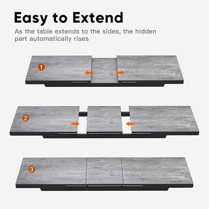RoyalCraft 9-Piece Outdoor Dining Set with Adjustable Length Dining Table, 75" L×36" W Expandable Patio Table and Chairs Set for 8, Aluminum Stackable Chairs with Quick Drying Fabric for Porch, Grey