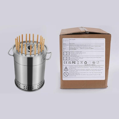 Smokeless Barbecue Charcoal Barrel Grill,Portable Stainless Steel BBQ Grill with 30 Skewers,for 20 Skewers,Includes Oil Drip Tray & Ash Catcher,for Outdoor Camping Picnic Backyard Patio Party