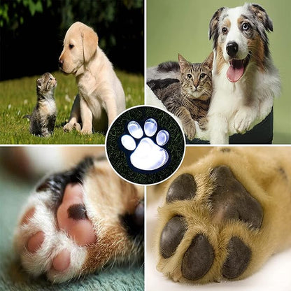 16.8ft Paw Print Solar Lights - Dog Cats Animal Solar String Lights (Set of 8) Outdoor Waterproof, Cat Puppy Animal Décor Walkway Lighting, Gifts for Pet Lovers (Cold White)