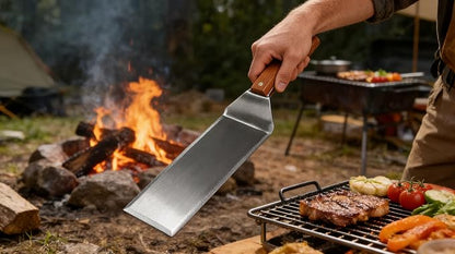 Extra Long Metal Griddle Spatula Set of 2 | Stainless Steel Grill Spatula,Grill Accessories for Blackstone,BBQ Tools,Full Tang Wooden Handle,Beveled Edges for Flat Top