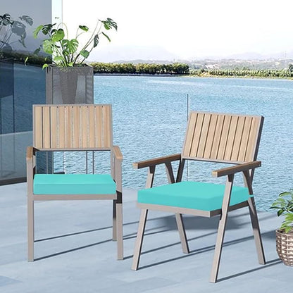 Cozyide Outdoor Chair Cushions, Waterproof Patio Seat Cushions with Adjustable Straps, Square Corner Patio Chair Cushions for Garden, Teal, 18.5x16x3 Inch (Pack of 4)