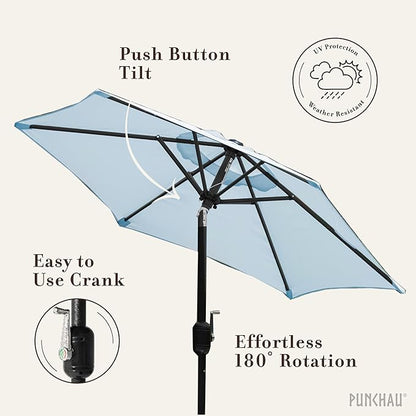 6 Ft Outdoor Patio Umbrella with Aluminum Pole, Easy Open/Close Crank and Push Button Tilt Adjustment - Blue Market Umbrellas