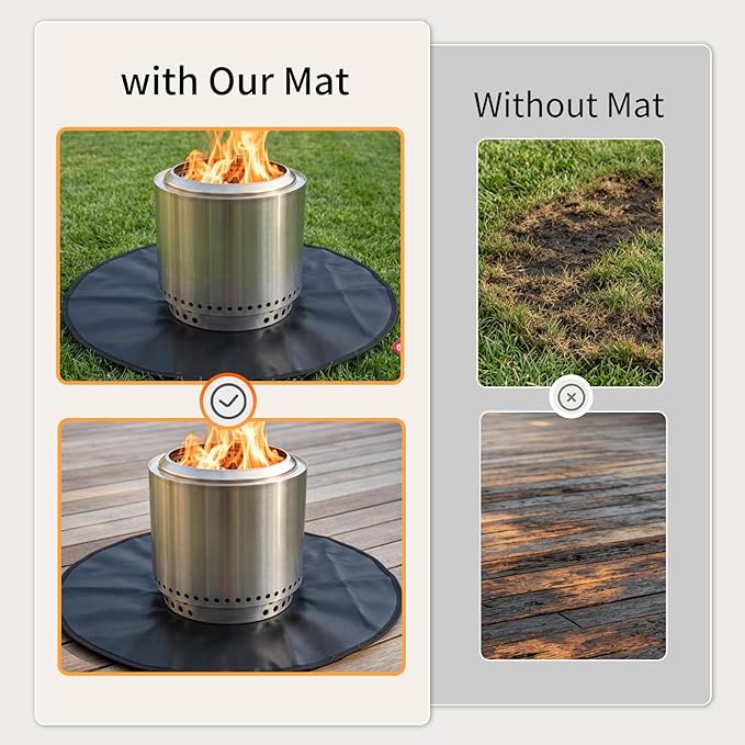 SheeChung Fire Pit Mat Round 42'' for Solo Stove Bonfire,Double-Sided Fireproof Oilproof Large Outdoor Under Grill Mat,BBQ Grill Accessories,Slip/Heat Resistant Fireplace Mat for Deck,Patio and Lawn