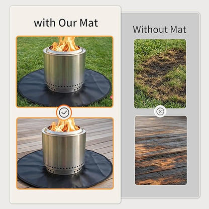 SheeChung Fire Pit Mat Round 42'' for Solo Stove Bonfire,Double-Sided Fireproof Oilproof Large Outdoor Under Grill Mat,BBQ Grill Accessories,Slip/Heat Resistant Fireplace Mat for Deck,Patio and Lawn