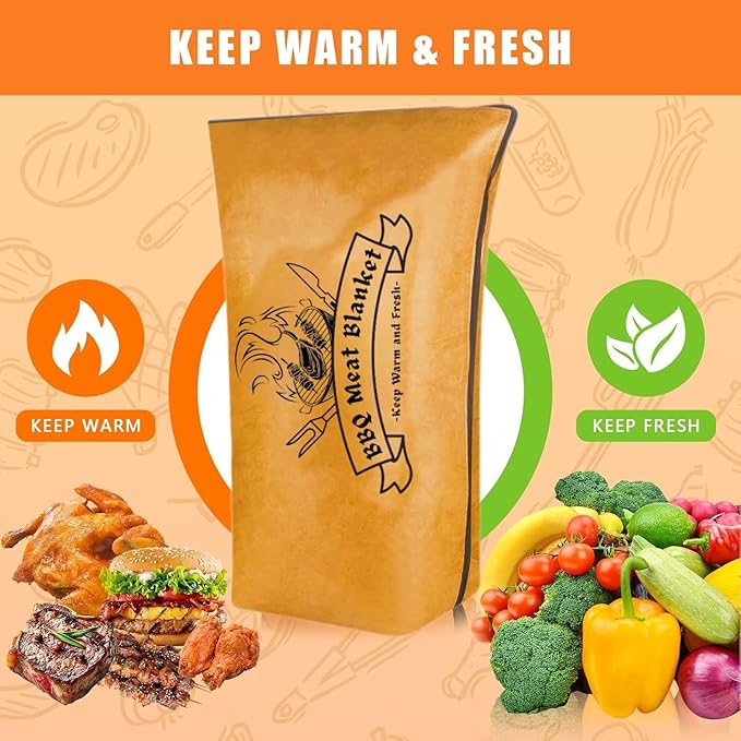 BBQ Blanket for Resting Meat,BBQ Brisket Blanket Meat Resting Blanket for Smoking, Reusable Smoker Grilling Meat Insulated Resting Bag with Wide Mouth for Large Brisket/Beef (Regular 21in)