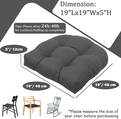 MTMR Outdoor Chair Cushions Set of 2, Patio Furniture Seat Pads, Waterproof | 2Pcs , waterproof cover, PP cotton, u-shaped, no-fading, thick patio seat pads for outdoor wicker furniture in yard, 19x19x4