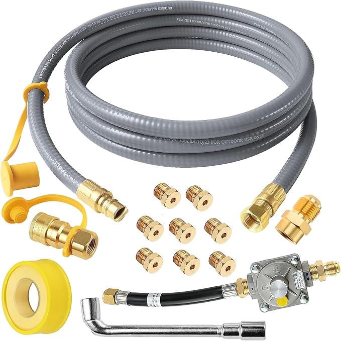 MIV 12ft Upgraded Propane to Natural Gas Conversion Kit for Weber Genesis, Genesis II, Spirit, Spirit II Grills, Natural Gas Hose with Regulator