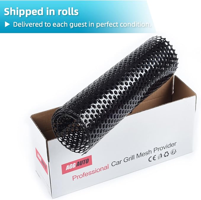 AggAuto Universal 40"x13" Car Grill Mesh Honeycomb 8mm Spacing 3mm Black | Aluminum Alloy Automotive Grille Insert Bumper, One of the Most Multifunctional Shape Grids 100x33cm