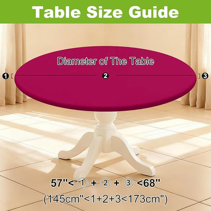 Smiry Round Spandex Tablecloth, Elastic Fitted Washable Tablecloths for 57"-68" Tables, Waterpoof Stretch Picnic Table Cover for Dining, Indoor and Outdoor, Fuchsia
