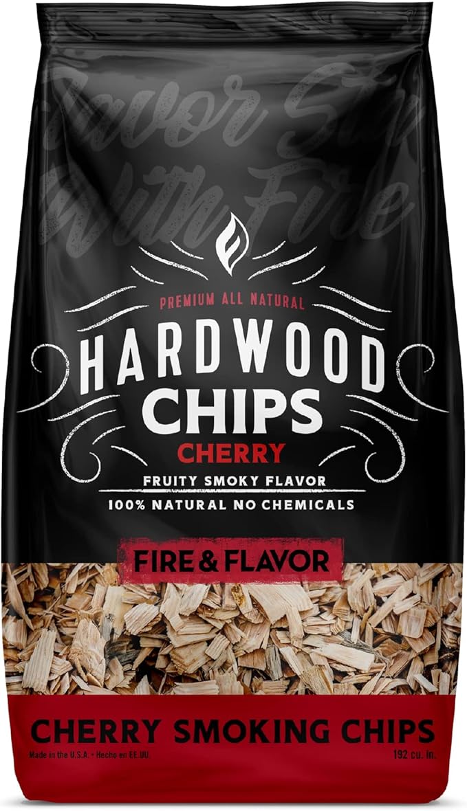 Fire & Flavor Premium 100% All Natural Hardwood Smoking Chips, Works With All Grills, Cherry