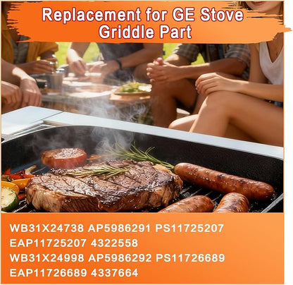 Upgraded Cast Iron Griddle for GE Gas Stove, WB31X24738 Stove Top Griddle Replacement Parts, Compatible with GE JGSS66SEL3SS JGB700SEJ4SS Gas Range, Nonstick Flat Top Grill Pan for Cooking