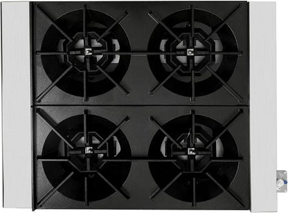 Gas Countertop Hot Plate for Kitchen Dining,NG LP Convertible Burner Stove with Independent Manual Controls,Standing Pilot Ignition,Cast Iron Grates,Stainless Steel Body,Catering Use (Silver,4 Burner)
