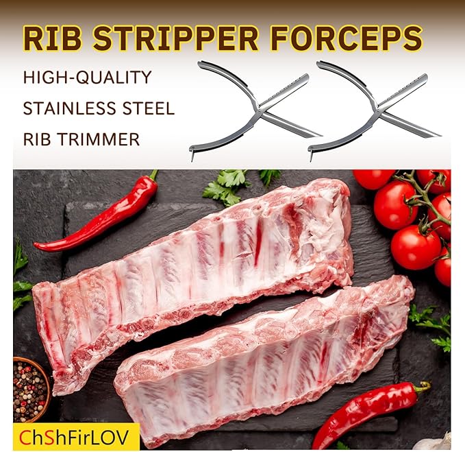 Stainless Steel Rib Membrane Remover Tool, Rib Prep Tool, BBQ Rib Skinner,for Effortless BBQ Rib Preparation Grilling and Cooking