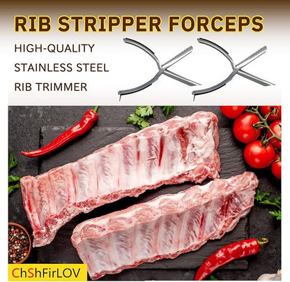 Stainless Steel Rib Membrane Remover Tool, Rib Prep Tool, BBQ Rib Skinner,for Effortless BBQ Rib Preparation Grilling and Cooking