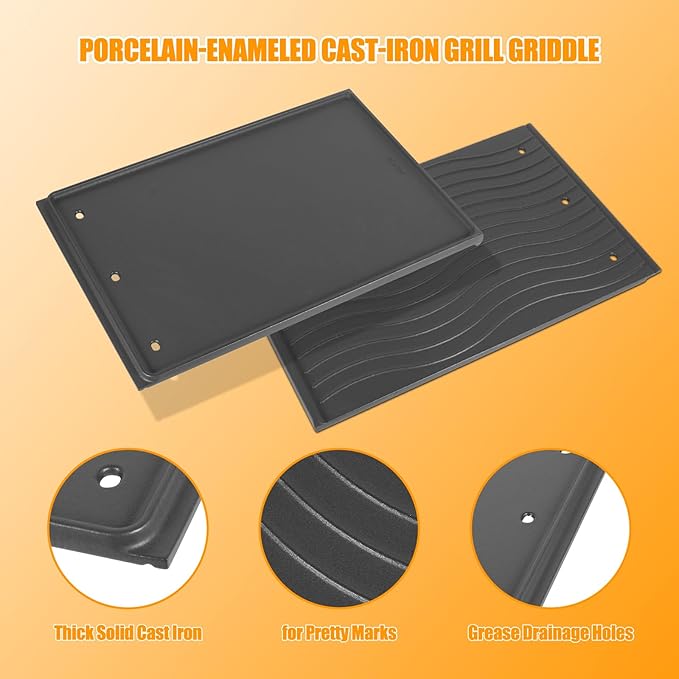 BBQ-PLUS 56425 Reversible Cooking Griddle Replacement Part for Napoleon Rogue 425 625 Cast Iron Grill Pan Plate Accessories for Rogue XT 625 XT 425 XT 425 SIB Se 425 RSIB Freestyle 425 Series