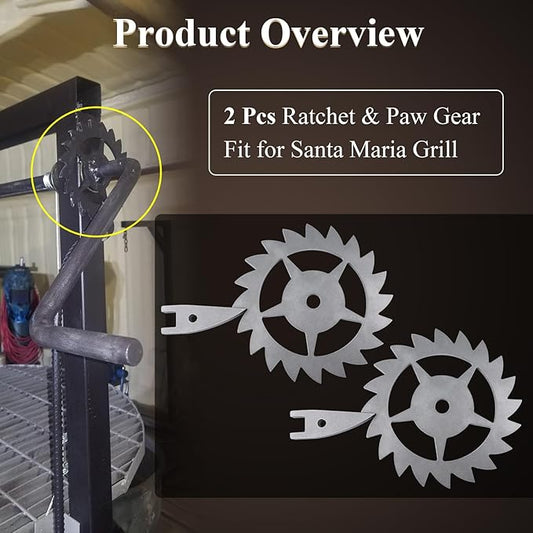 Ratchet & Paw Gear Fit for Santa Maria Grill, Suitable for Any 1/2" Round bar or Square tubing for The Handle Assembly, and LavaLock Spring Handles, 2 Pcs