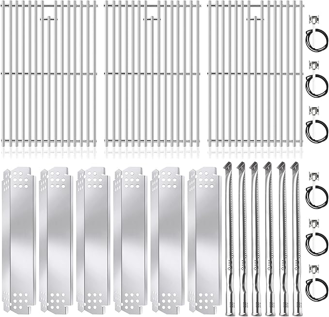 Criditpid Grill Replacement Parts for Nexgrill 6 Burner 720-0896B 720-0896 720-0896E 720-0896C 730-0896, Stainless Steel Grill Grates, Heat Plates, Burners & Ignitors Kit for Nexgrill Evolution Grill.