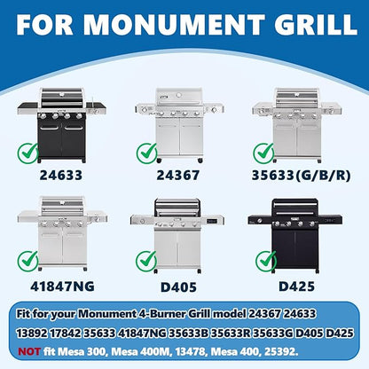 SafBbcue 97888 Grill Grates for Monument Grill 24633 13892 17842 24367 35633 41847NG Grill Replacement Parts, Stainless Steel Cooking Grids for Monument 35633R 35633B D405 D425 4-Burner Accessories