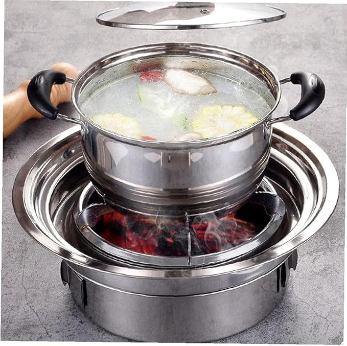 Charcoal Barbecue Grill Round Portable Household Camping Grill Stove with Barbecue Net,Outdoor Barbecue Tools, Baking tray