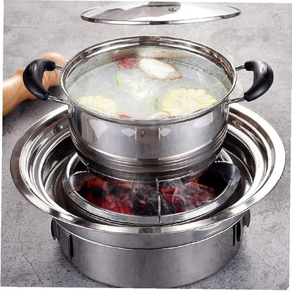 Charcoal Barbecue Grill Round Portable Household Camping Grill Stove with Barbecue Net,Outdoor Barbecue Tools, Baking tray