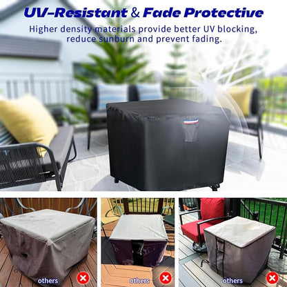 Fire Pit Cover,38 inch Square Propane Gas Outdoor Fire Table Cover,600D Waterproof and Windproof Heavy Duty Fabric Firepits Covers for Patio Table Fireplace －38"Lx38"Wx28"H,Black