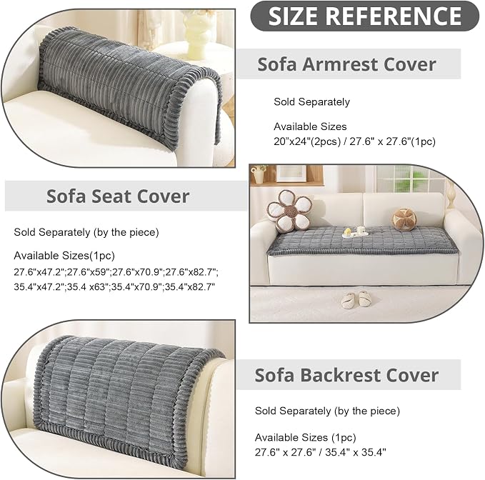 OstepDecor Couch Cover for Dogs, Washable Non Slip Sofa Cover for Pets | Soft Couch Covers for Sofa, Loveseat and Sectional, Furniture Protector Against Pet Hair & Dirt (20" x 24", Dark Grey)