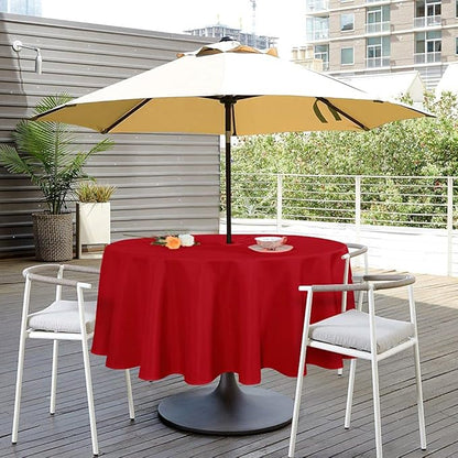 SARAFLORA Outdoor and Indoor Tablecloth -60 inch Round, Red Wrinkle Free Washable Waterproof Table Cloth with Umbrella Hole and Zipper Round Table Cover for Spring/Summer/Patio/Picnic/BBQS/Party