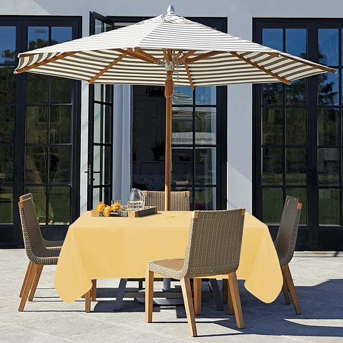 Fitable Square Outdoor and Indoor Tablecloth, Yellow, 70 x 70 Inch | Washable Waterproof Wrinkle Free Table Cover, Zipper and Umbrella Hole, For Spring Summer Party Picnic Camping Patio