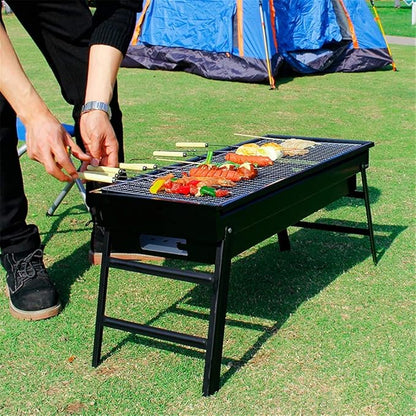 Portable Charcoal Grill, Camping BBQ Grills Outdoor Barbecue Grill, Folding Stainless Steel Charcoal Grills BBQ for Hiking Park Beach Tailgating Travel, Compact Camping Grill for 5+ People,A-1