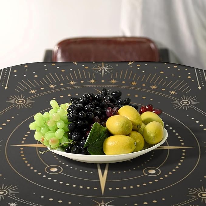 Vintage Tarot Moon Tablecloth Boho Mystical Crescent Moon Phases Star Galaxy Space Table Cloth Water Resistant Wipeable Table Cover for Picnic Party Holiday Kitchen Dinner Table 55"x75"