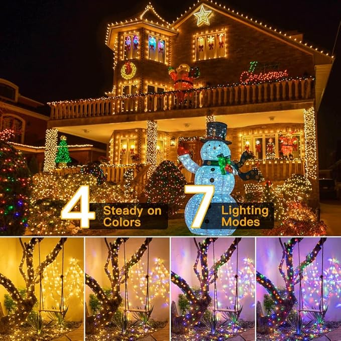 Ollny Christmas Lights, 210FT 640LED Color Changing Christmas Tree Lights with 11 Modes Remote Control, Outdoor Christmas Lights for Outside Indoor Patio Weddings Xmas Decorations (Pack of 2)