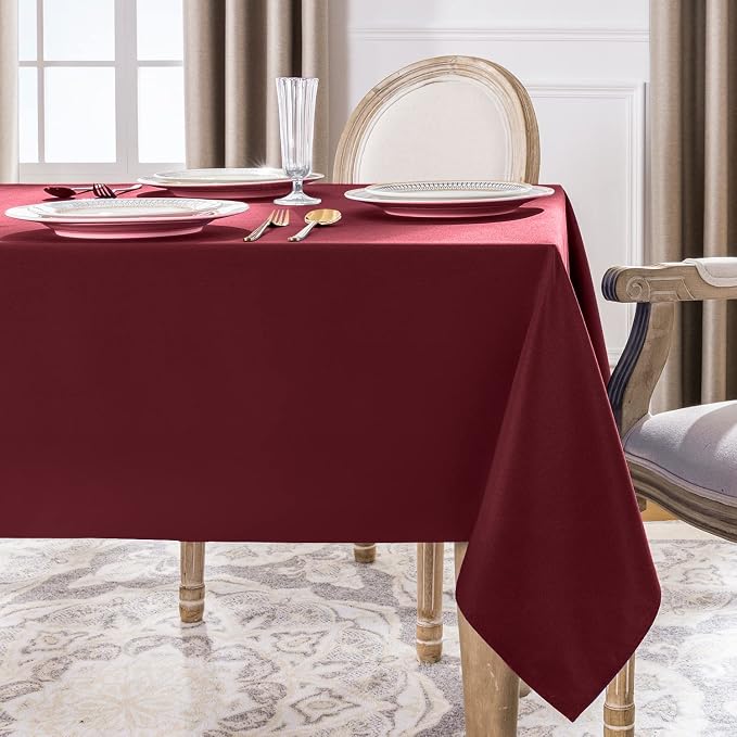 Softalker Rectangle Tablecloth, Waterproof & Stain Resistant Table Cloths Wrinkle Free Fabric Washable Polyester Table Cover for Spring/Party/Outdoor/Wedding - 60 x 84 inch,Burgundy