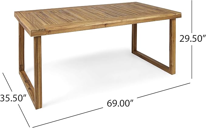 Christopher Knight Home Ann Outdoor 69" Acacia Wood Dining Table, Sandblast Natural Finish