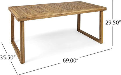 Christopher Knight Home Ann Outdoor 69" Acacia Wood Dining Table, Sandblast Natural Finish