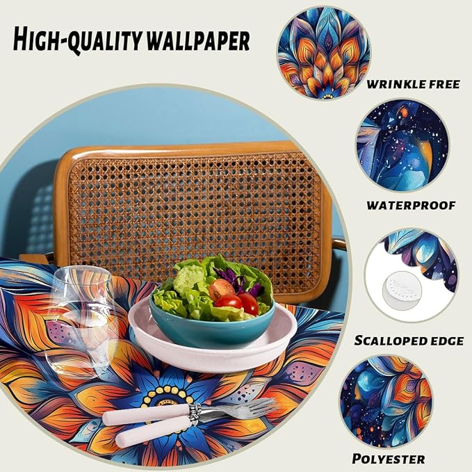 Mandala Decorative Rectangle Table Cloth Colorful Fantasy Mysterious Flower Rectangle Table Cover Anti-Oil Tablecloth for Dining Tables, Parties, Wedding and Banquet Decoration 52 x 70 Inch 4-6 Seats