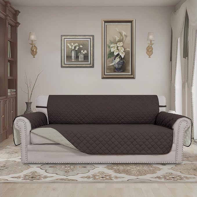 Easy-Going Reversible Couch Cover, 3 Cushion Sofa, X-Large, Chocolate/Beige | Machine Washable Slipcover For Dogs, Water Resistant Furniture Mat For Living Room, Non-Slip Sofa Cover, Pet Friendly