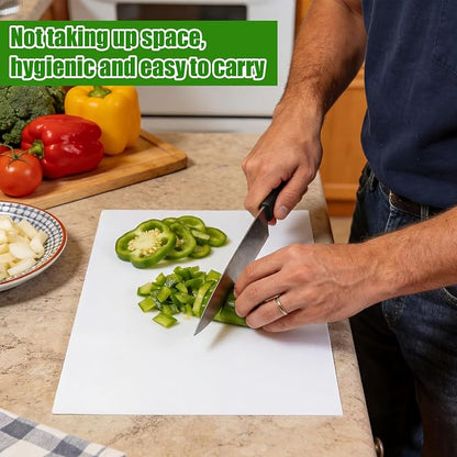 Patelai 15 Pcs Disposable Cutting Boards Sheets 24" x 18" Plastic Large Flexible Cutting Mat for Kitchen Chicken Meat Fish Vegetables Cooking Traveling Camping Crafts Art Project