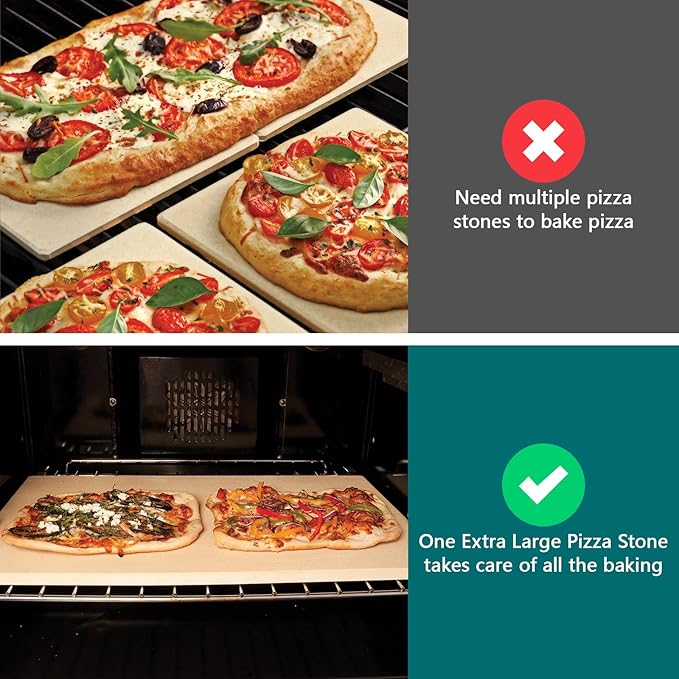 Extra Large Rectangular Pizza Stone 22" x 14",Baking Stone | Pizza,Grilling,baking Stone,22in Industrial Commercial Home Oven Stone,Ideal for Grilling Baking Several Pizzas Bread