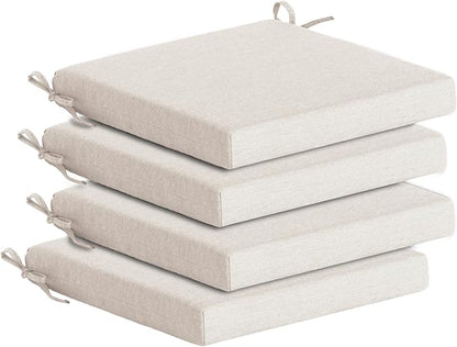 Goodgoods 18.5 x 18.5 Outdoor Chair Cushions Set of 4, Fade-Resistant & Water-Resistant Patio Seat Cushion Pads with Ties, 30D High-Resilience Foam for Dining Room Kitchen Chairs, Almond